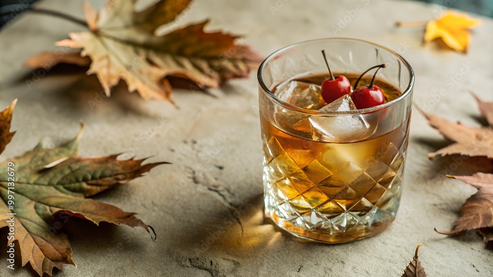 Maple Old Fashioned cocktail, fall cocktail Maple Old Fashioned cocktail, fall cocktail