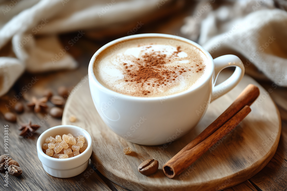 Cappuccino with Cinnamon Stick and Brown Sugar Cappuccino with Cinnamon Stick and Brown Sugar