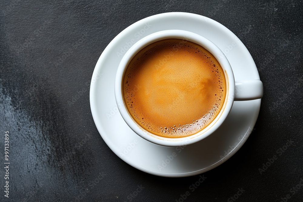 Espresso Shot with Rich Crema on a Simple Saucer Espresso Shot with Rich Crema on a Simple Saucer