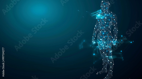 Human body augmented embedded biohacking tech for longevity glowing neural pathways and nanobots enhancing immune system