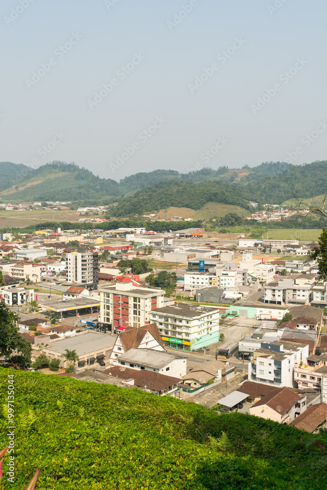 Guaramirim, Brazil - September 8th 2024:  A view of Guaramirim from Morro da Santa Viewpoint - Santa Catarina, South of Brazil