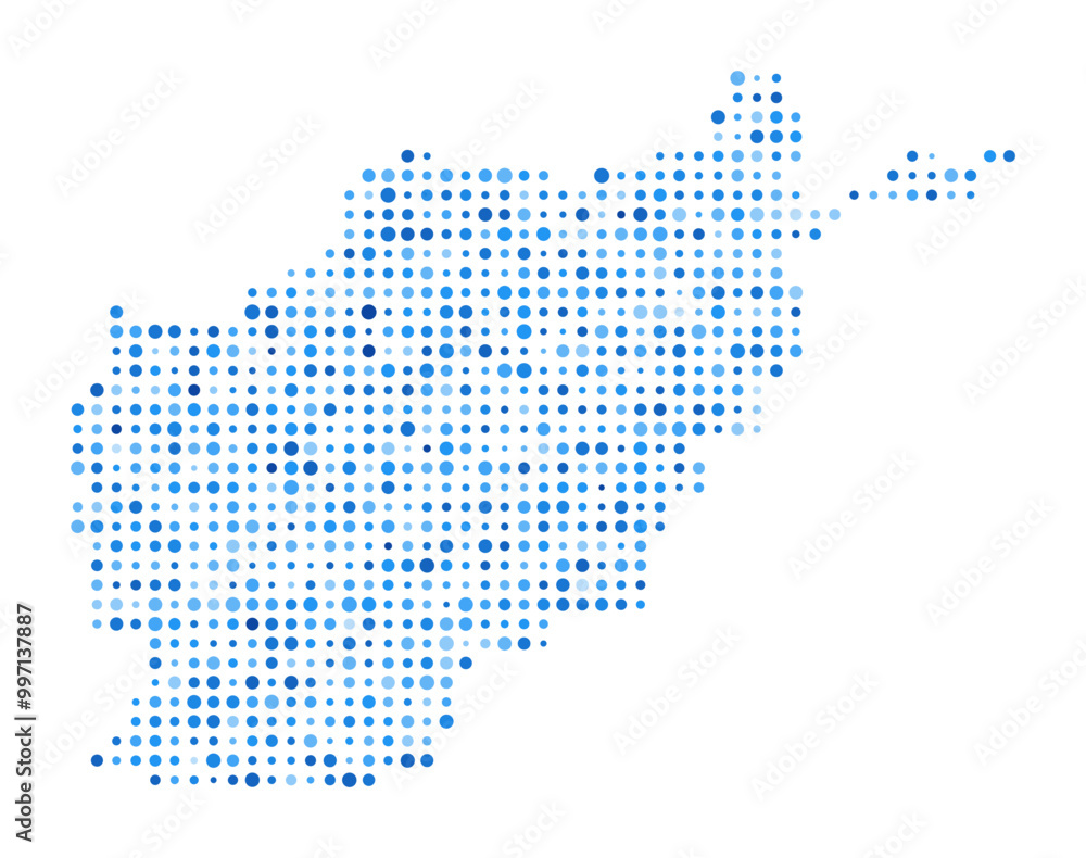 Fototapeta premium Afghanistan Dot Map. Country Digital Style Shape. Afghanistan vector image. Country shape blue circular dots. Trending vector illustration.