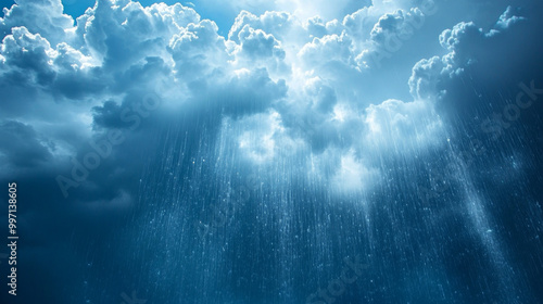A downburst of rain is pouring down from a thunderstorm.