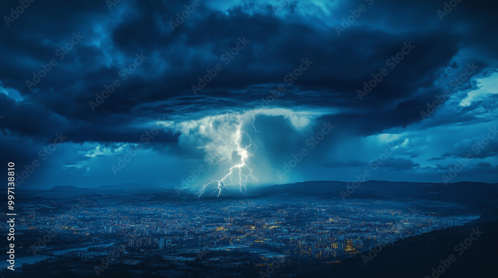 A downburst of rain is pouring down from a thunderstorm.