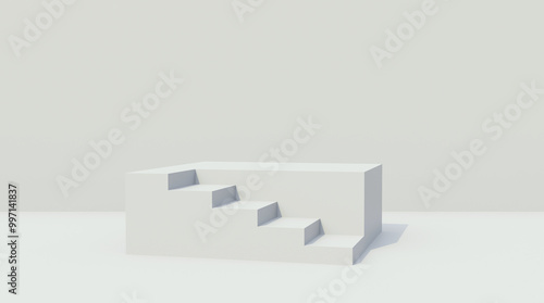 Realistic white display stand on white background. Podium showing product for promotion sales and marketing. Luxury style background on white color.