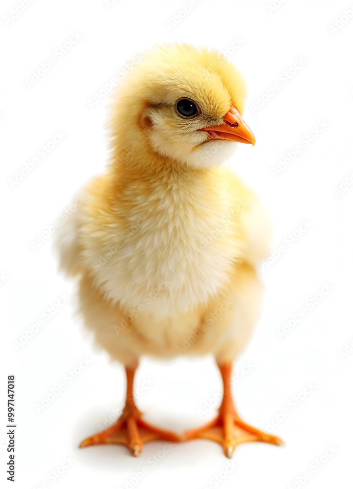 a yellow fluffy chick chicken baby bird, isolated on a white background a yellow fluffy chick chicken baby bird, isolated on a white background