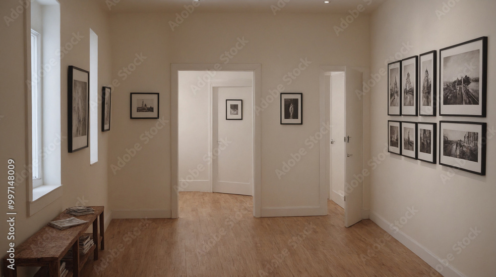 An empty room with photo frames interior design template, high-resolution 3d illustration interior rendering. An empty room with photo frames interior design template, high-resolution 3d illustration interior rendering.