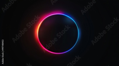 Round light outline on a black background