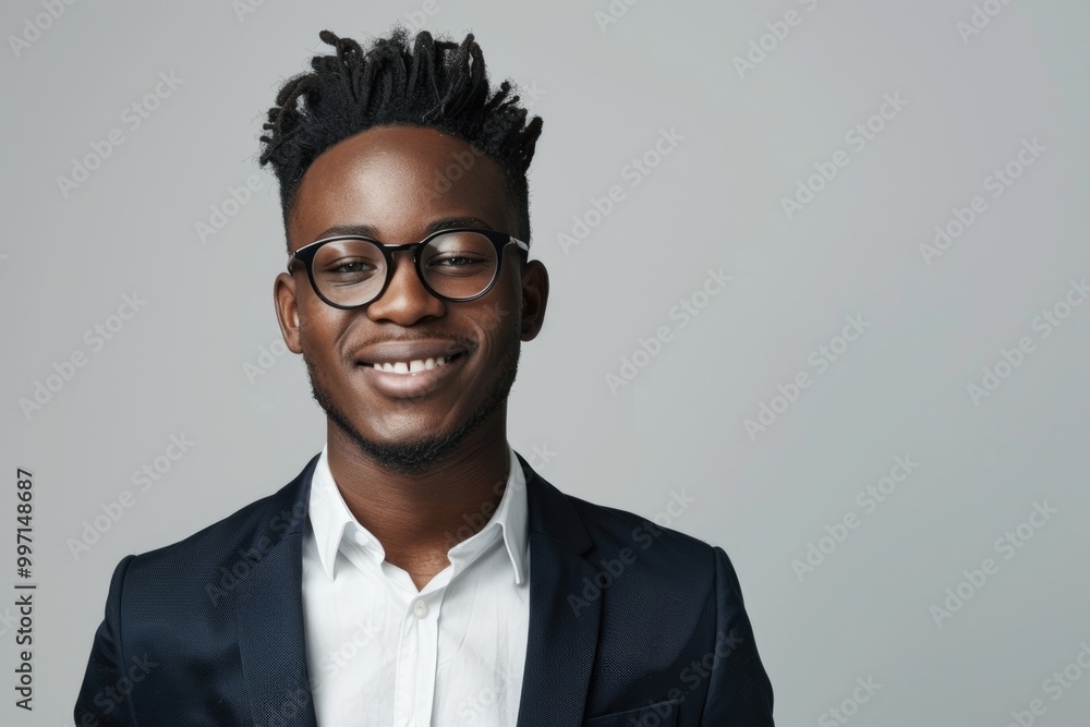 Confident young African American businessman in formal attire smiling. Confident young African American businessman in formal attire smiling.