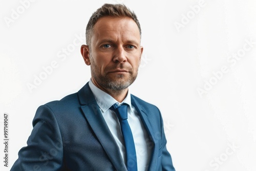 Portrait of a business man isolated on white background. Studio shot.