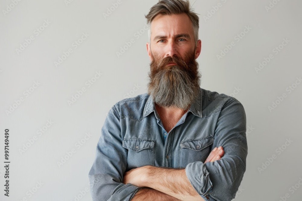 Portrait of cheerful healthy bearded man with folded arms. Portrait of cheerful healthy bearded man with folded arms.
