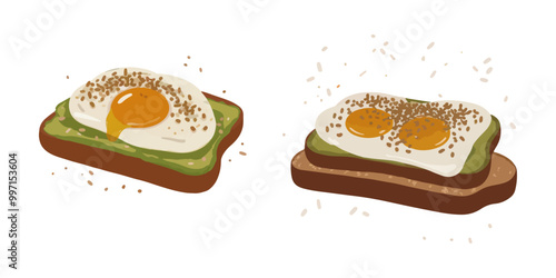 Avocado Toast with Poached Eggs on Rustic Bread