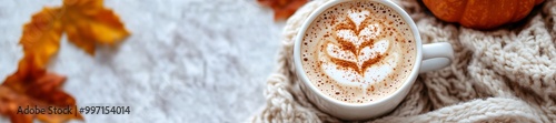 Cozy relaxing fall autumn coffee background