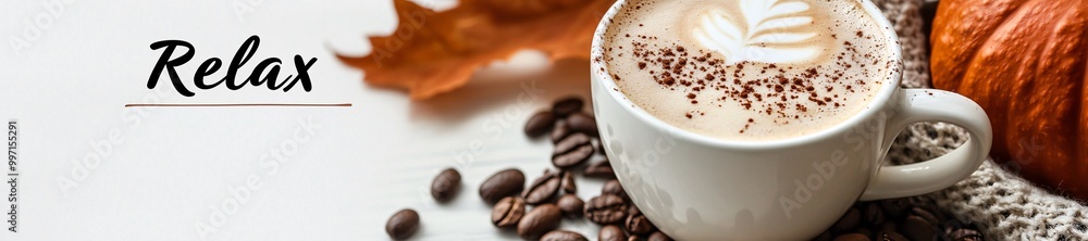 Cozy relaxing fall autumn coffee background Cozy relaxing fall autumn coffee background