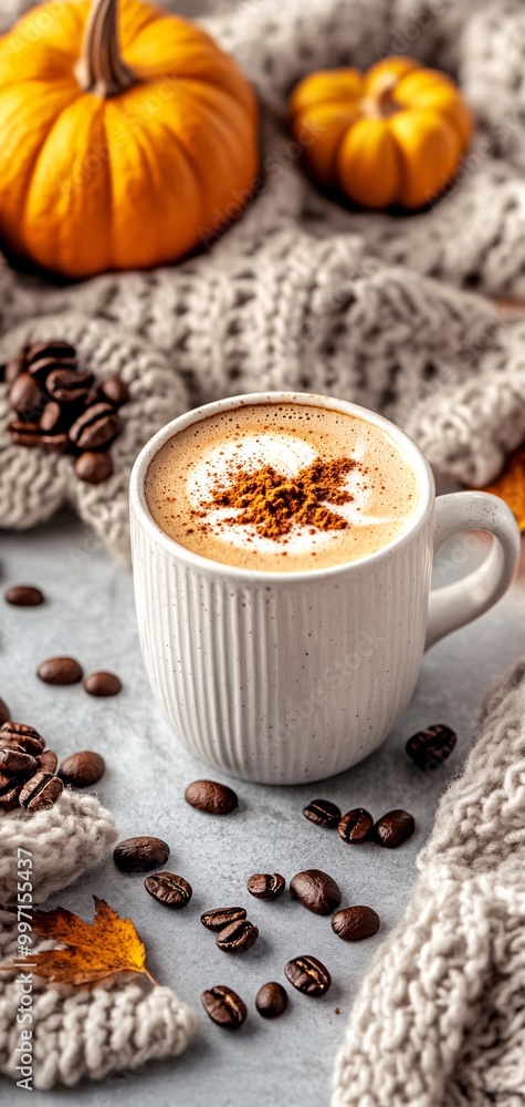 Cozy relaxing fall autumn coffee background Cozy relaxing fall autumn coffee background