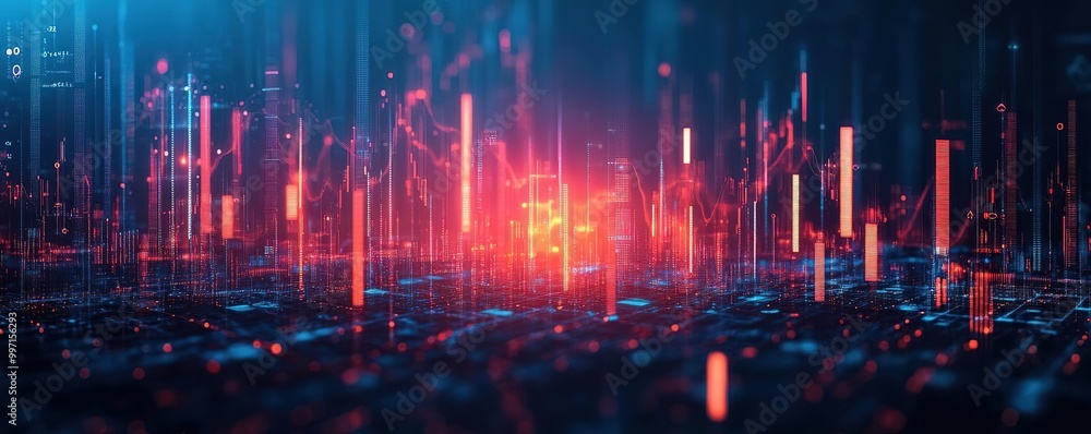 Vibrant digital landscape with glowing data streams and cybernetic elements. Perfect for technology and innovation themes. Vibrant digital landscape with glowing data streams and cybernetic elements. Perfect for technology and innovation themes.
