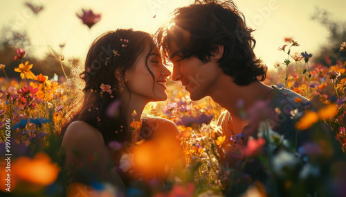 Amidst, a field of blooming wildflowers, their love blossomed, and he expressed his feelings