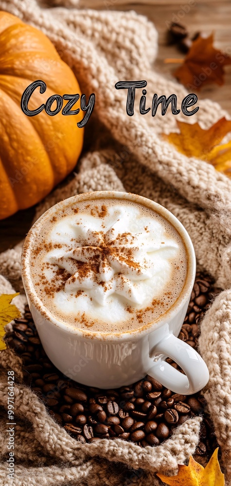 Cozy relaxing fall autumn coffee background Cozy relaxing fall autumn coffee background