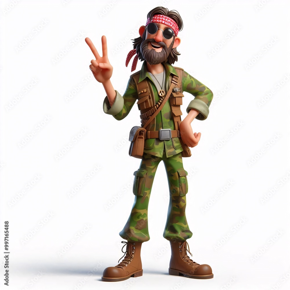 Cartonized character making peace sign isolated on white background
Cartonized character making peace sign isolated on white background