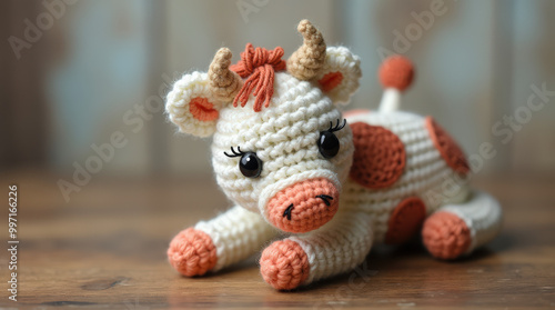 Handmade Crochet Cow Plush Amigurumi Toy – Adorable Crocheted Farm Animal for Farmhouse Decor, Cute Gifts, and DIY Projects