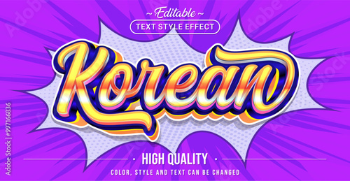 Editable text style effect - Korean text style theme.