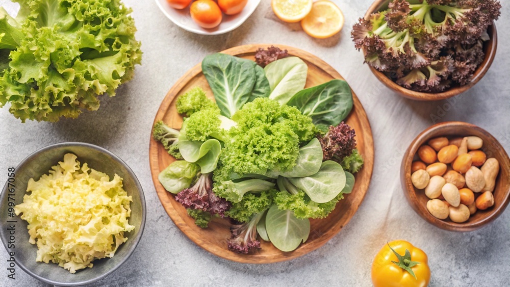 Set of Green Lettuce with leaves isolated on background, Flat lay view of Fresh salad vegetables, healthy with organic food. Set of Green Lettuce with leaves isolated on background, Flat lay view of Fresh salad vegetables, healthy with organic food.