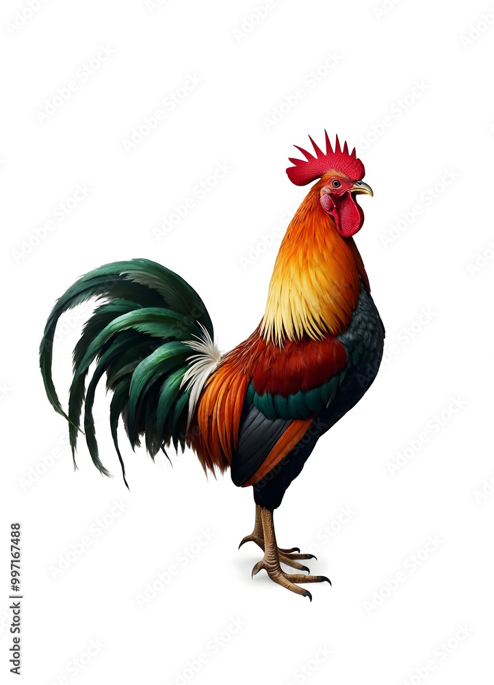 Fototapeta premium a rooster cock bird, isolated on a white background