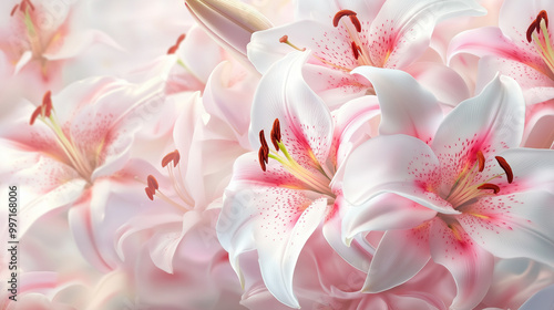 pink and white lily desktop background wallpaper