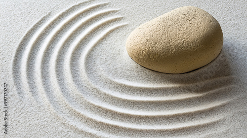 A tranquil Zen garden with raked sand patterns, serene harmony wallpaper, or background