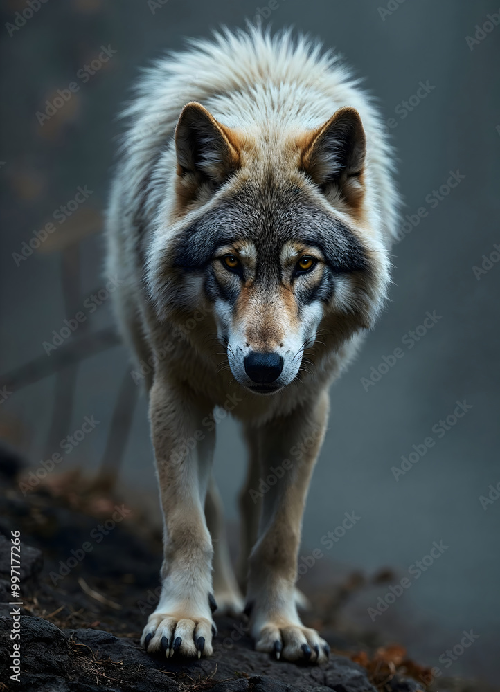 portrait of a gray wolf in animal wildlife, standing and looking portrait of a gray wolf in animal wildlife, standing and looking