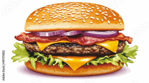 Gourmet Cheeseburger Icon with Premium Ingredients