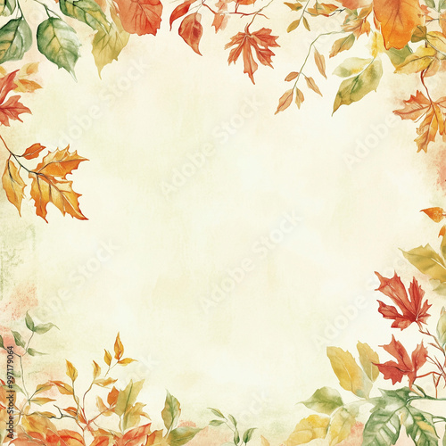 A frame for the text. Watercolor drawing of yellowing autumn leaves.