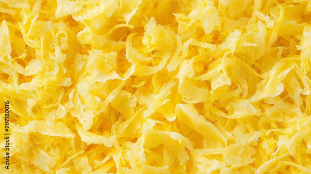 a close-up, top-down view of lemon zest spread across the entire frame, filling the image with its vibrant yellow color and finely grated texture a close-up, top-down view of lemon zest spread across the entire frame, filling the image with its vibrant yellow color and finely grated texture