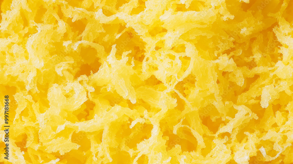 a close-up, top-down view of lemon zest spread across the entire frame, filling the image with its vibrant yellow color and finely grated texture