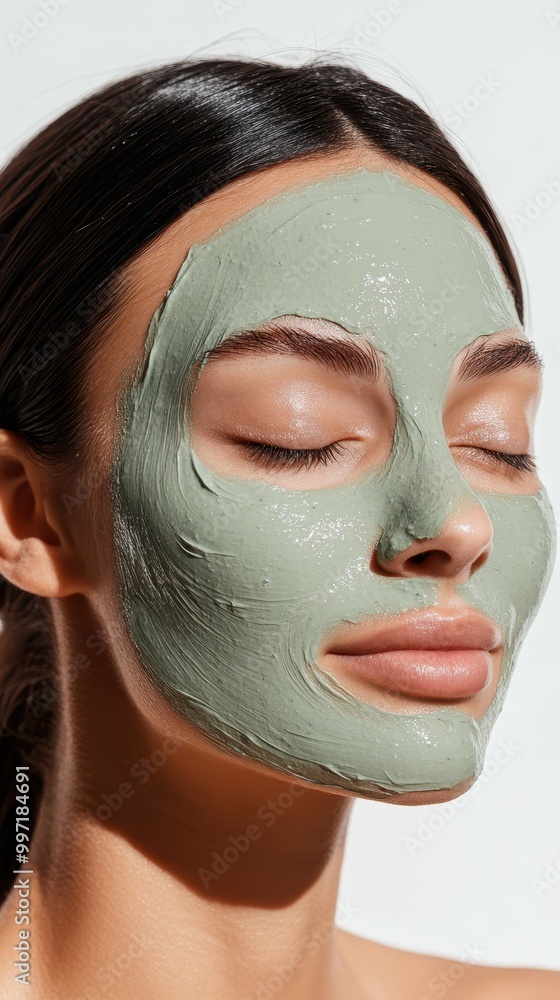 A woman with a clay face mask relaxes with closed eyes, highlighting skincare, relaxation, and rejuvenation. A woman with a clay face mask relaxes with closed eyes, highlighting skincare, relaxation, and rejuvenation.