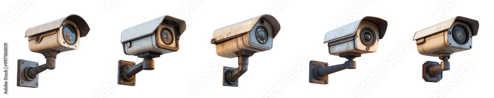 CCTV camera set isolated Png, transparent without background. CCTV camera set isolated Png, transparent without background.
