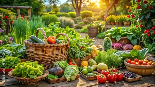 World vegan day a variety of vegetables including broccoli, carrots, cucumbers. photo