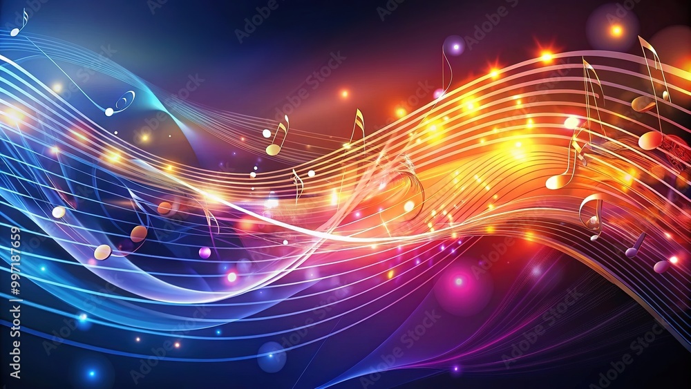 Vibrant music background with colorful musical notes and G-clef isolated. Illustration. Artistic music festival poster design, live concert events, party flyer, music notes signs and symbols Vibrant music background with colorful musical notes and G-clef isolated. Illustration. Artistic music festival poster design, live concert events, party flyer, music notes signs and symbols