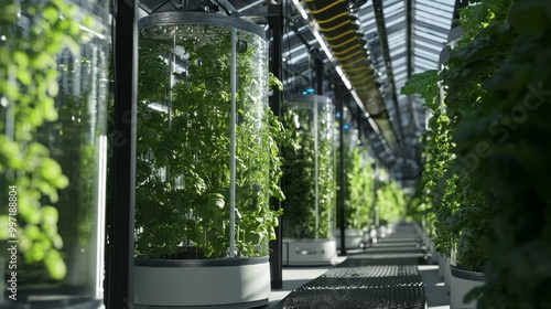 Innovative High-Tech Greenhouse with Automated Plant Growth Systems