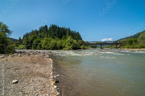 White Cheremosh, a mountain river in the Carpathians, Usteryky, Verkhovyna, U...