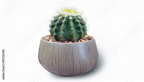 Green Cactus in a Gray Pot photo