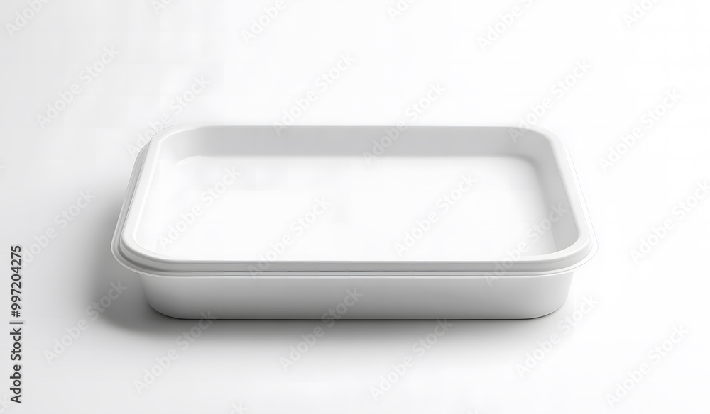 White Plastic Food Tray Isolated on a White Background design White Plastic Food Tray Isolated on a White Background design