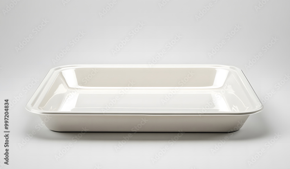 White Plastic Food Tray Isolated on a White Background design White Plastic Food Tray Isolated on a White Background design