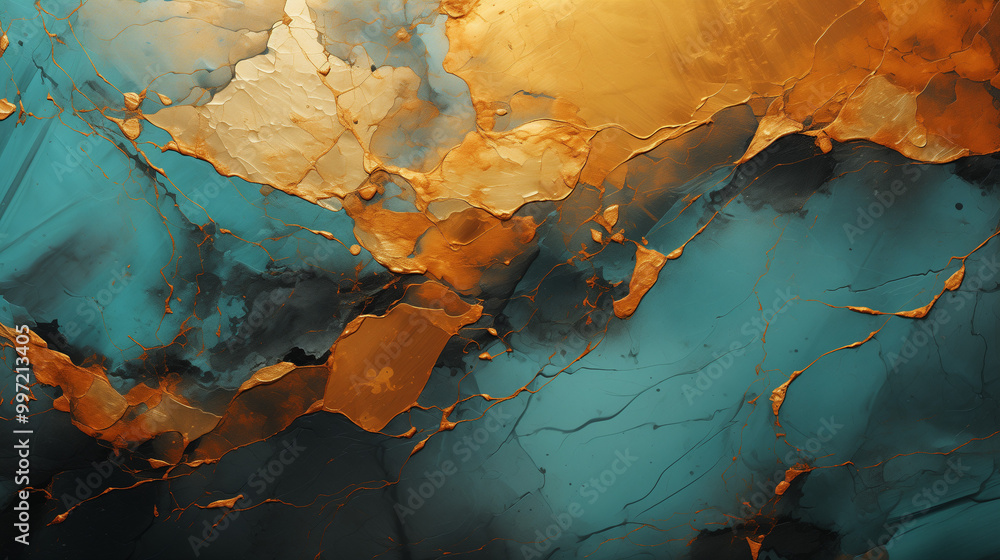 Fototapeta premium astarte.ai: Fractured Earth: Copper and Teal Elegance