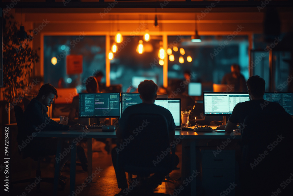 Fototapeta premium Couple People Working in Shared Office