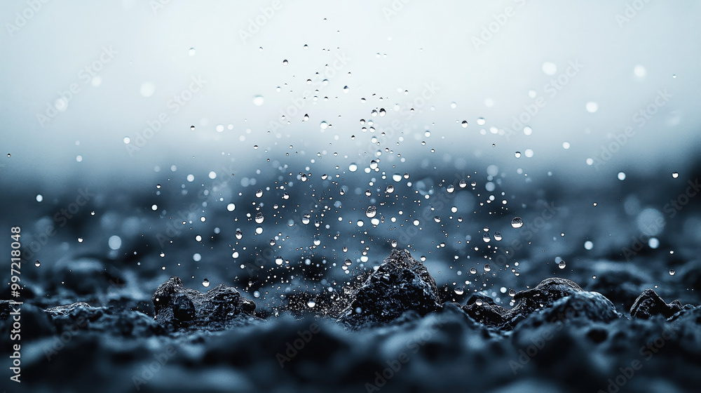 Rain Falling On The Street Some Of The Rain Is Motion Blurred, White Overcast And Street Background Rain Falling On The Street Some Of The Rain Is Motion Blurred, White Overcast And Street Background