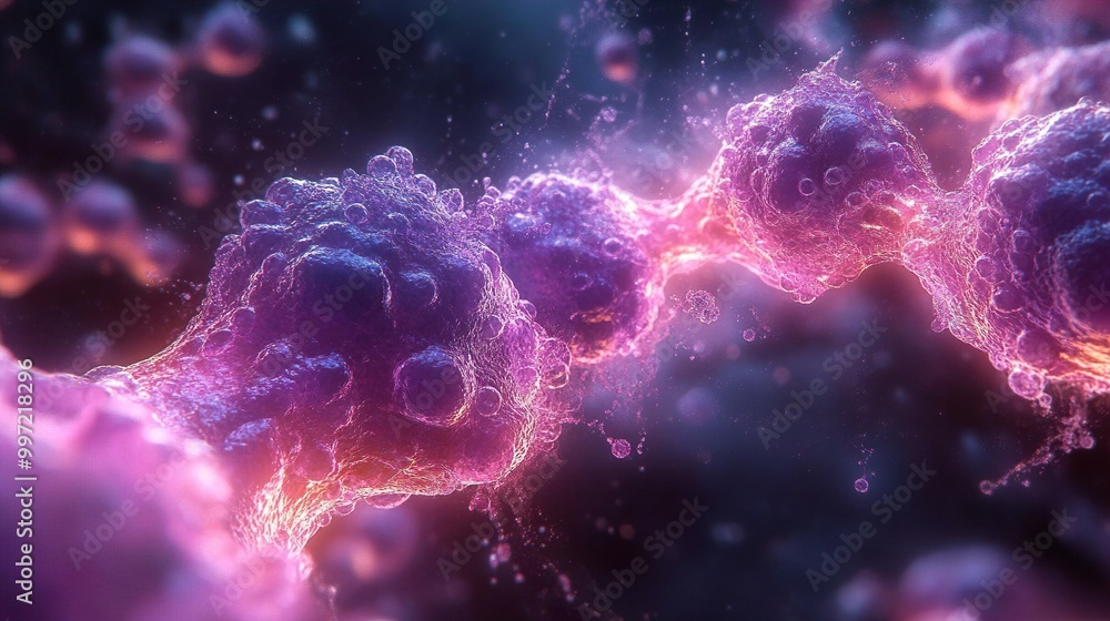 Microscopic Cell Division: A Glowing Abstract Microscopic Cell Division: A Glowing Abstract