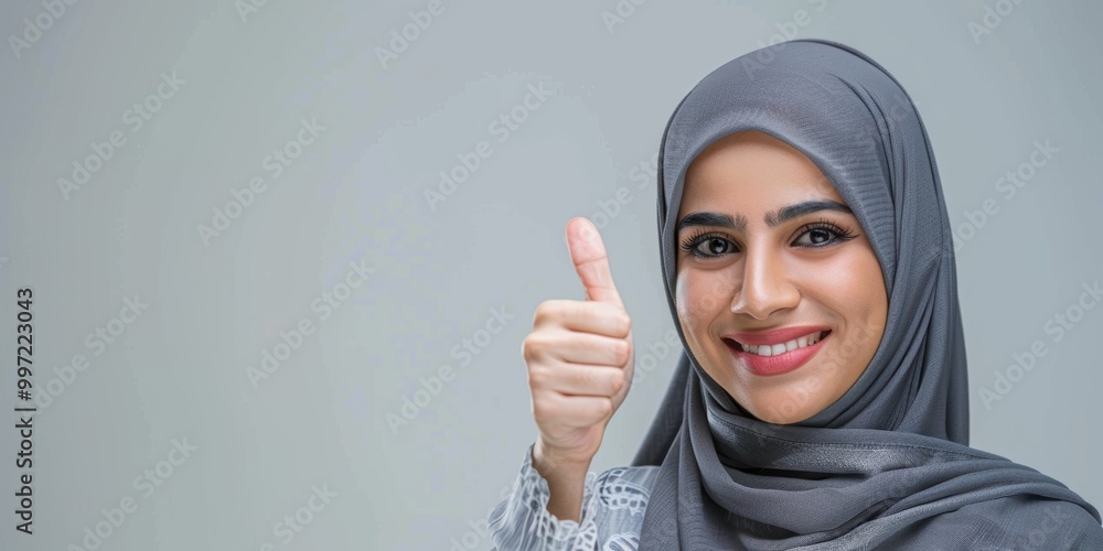 Woman giving a thumbs up with a tablet, promoting success, and engaging with a human resources website in a studio setting. Business portrait focusing on digital results and HR job support Woman giving a thumbs up with a tablet, promoting success, and engaging with a human resources website in a studio setting. Business portrait focusing on digital results and HR job support