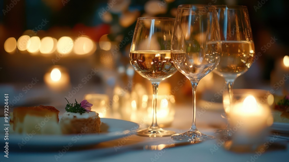 Fine dining in an upscale restaurant with candlelight and elegantly plated dishes, sharp focus, soft lighting Fine dining in an upscale restaurant with candlelight and elegantly plated dishes, sharp focus, soft lighting