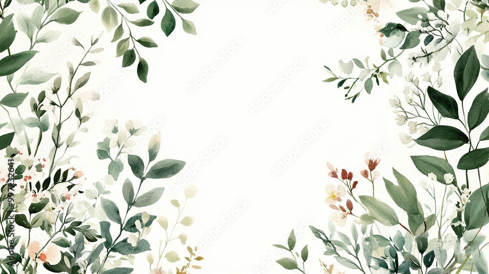 Floral design with leaves and flowers on a blank background. Floral design with leaves and flowers on a blank background.